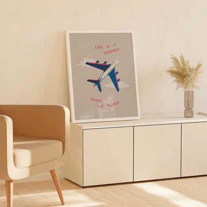 Plakat "Życie to podróż" - Inspirująca Grafika z Samolotem