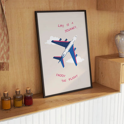 Plakat "Życie to podróż" - Inspirująca Grafika z Samolotem