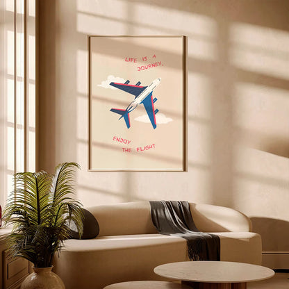 Plakat "Życie to podróż" - Inspirująca Grafika z Samolotem