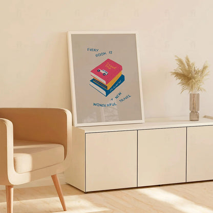 Plakat "Książka to Podróż" - Grafika dla Miłośników Czytania