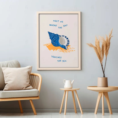 Plakat "Gdzie Niebo Dotyka Morza" - Grafika z Wielorybem