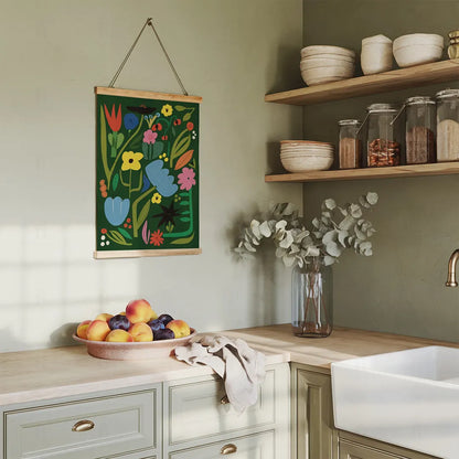 Plakat Dzikie Kwiaty – Botanika na Zielonym Tle