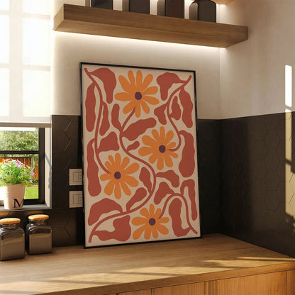Plakat "Kwiatowe Pole" - Botaniczna Grafika w Stylu Vintage