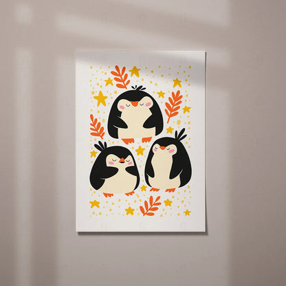 Plakat "Radosne Pingwiny" - Urocza Grafika do Pokoju Dziecka