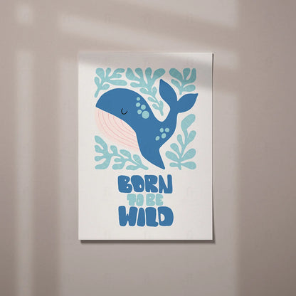 Plakat "Born to be Wild" - Grafika z Wielorybem