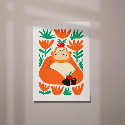 Plakat "Spokojny Goryl" - Grafika ze Zwierzętami do Pokoju Dziecka