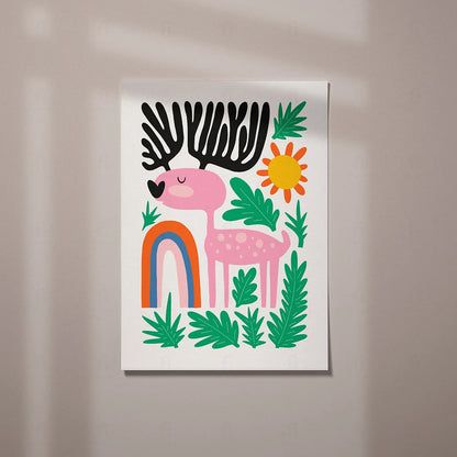 Plakat "Tęczowy Jelonek" - Kolorowa Grafika dla Dzieci