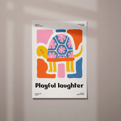Plakat "Żółw Radości" - Abstrakcyjna Grafika dla Dzieci