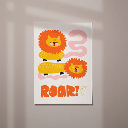 Plakat "Ryk Lwa" - Grafika ze Zwierzętami do Pokoju Dziecka