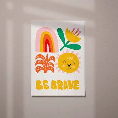 Plakat "Bądź Odważny" - Inspirująca Grafika dla Dzieci