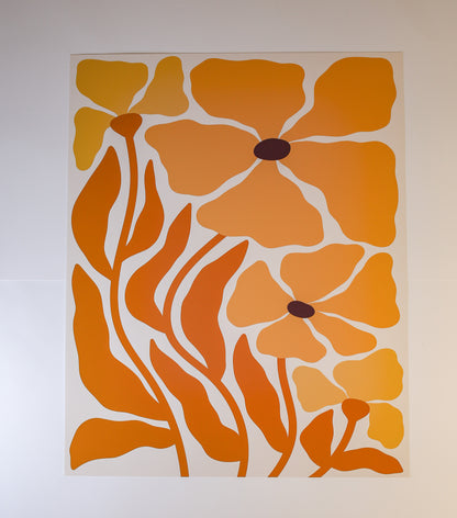 Plakat "Botaniczny Blask" - Grafika z Pomarańczowymi Kwiatami - Outlet