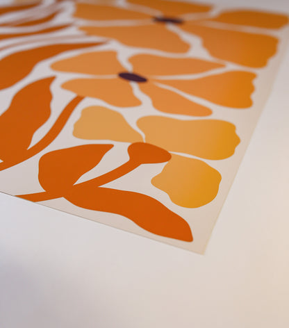 Plakat "Botaniczny Blask" - Grafika z Pomarańczowymi Kwiatami - Outlet