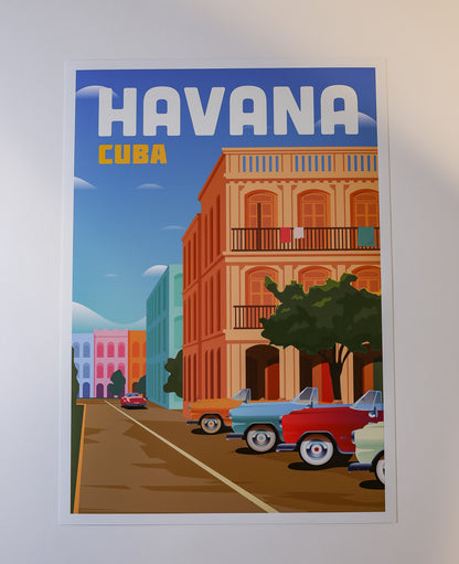 Plakat "Havana, Kuba" - Grafika w Stylu Retro - Outlet