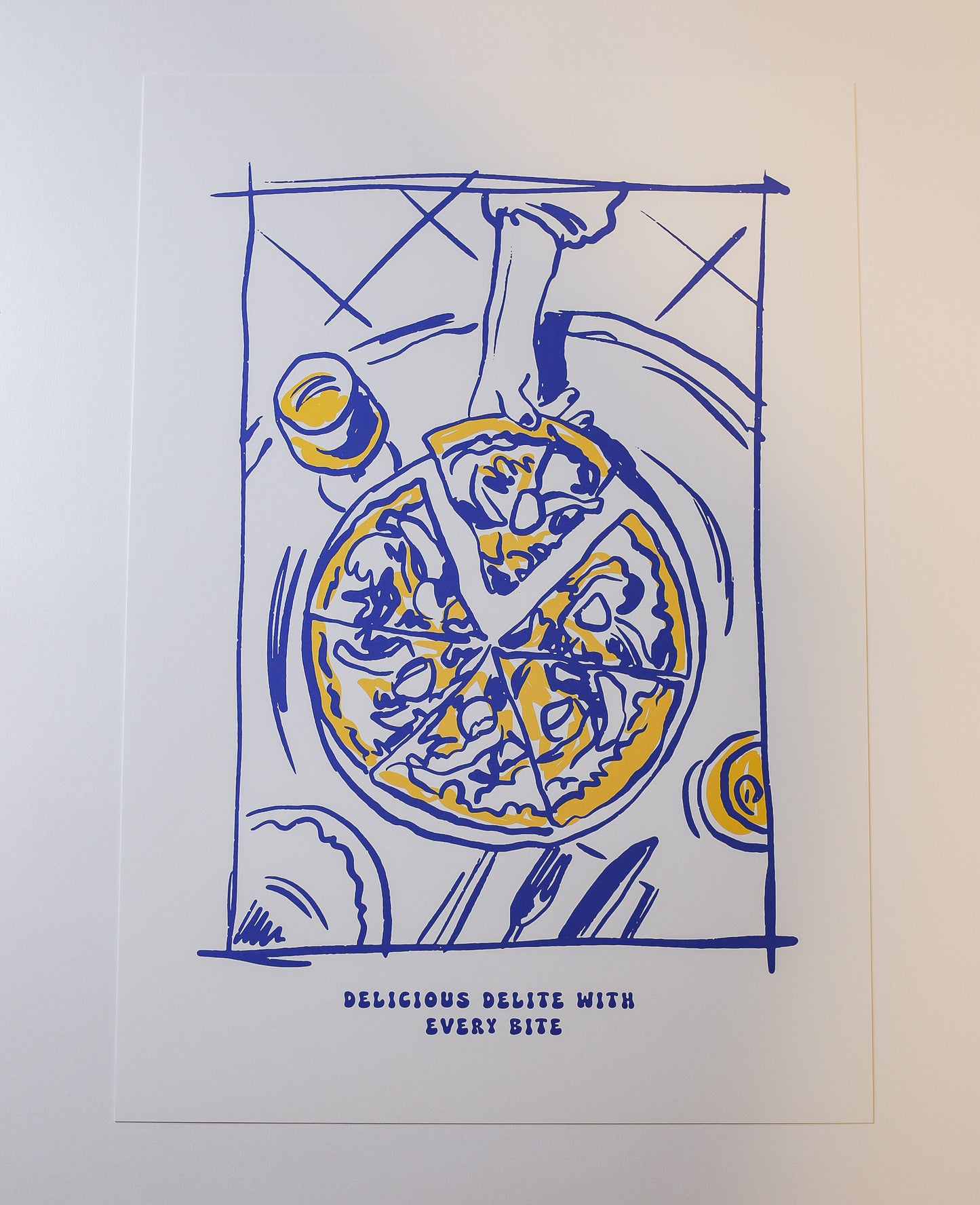 Plakat "Delicious Delite" - Grafika z Pizzą w Stylu Włoskim - Outlet