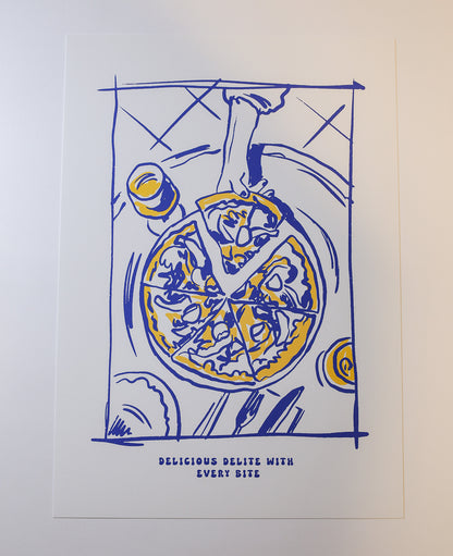 Plakat "Delicious Delite" - Grafika z Pizzą w Stylu Włoskim - Outlet