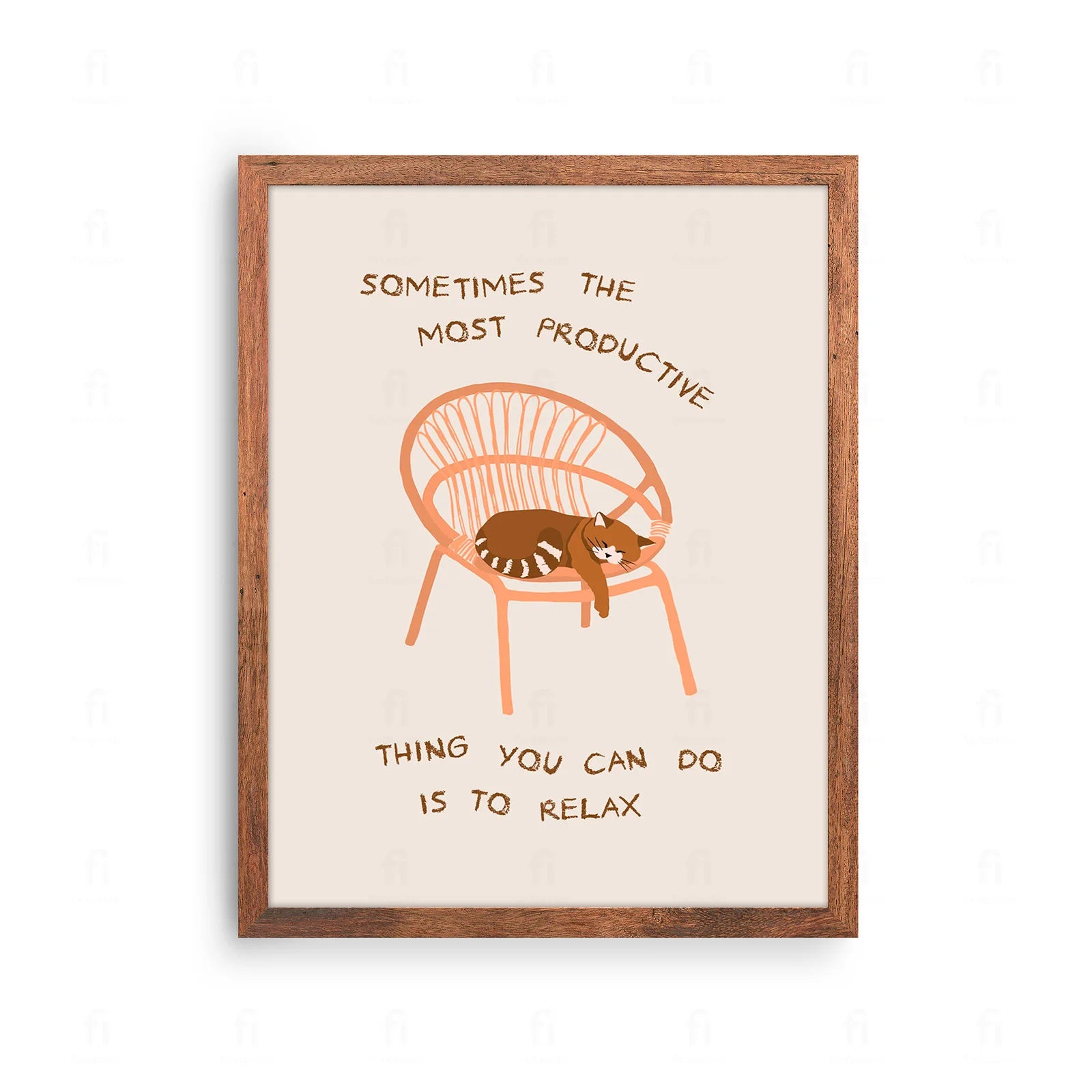 Plakat z zabawną grafiką i napisem "Produktywne Relaksowanie Się".
