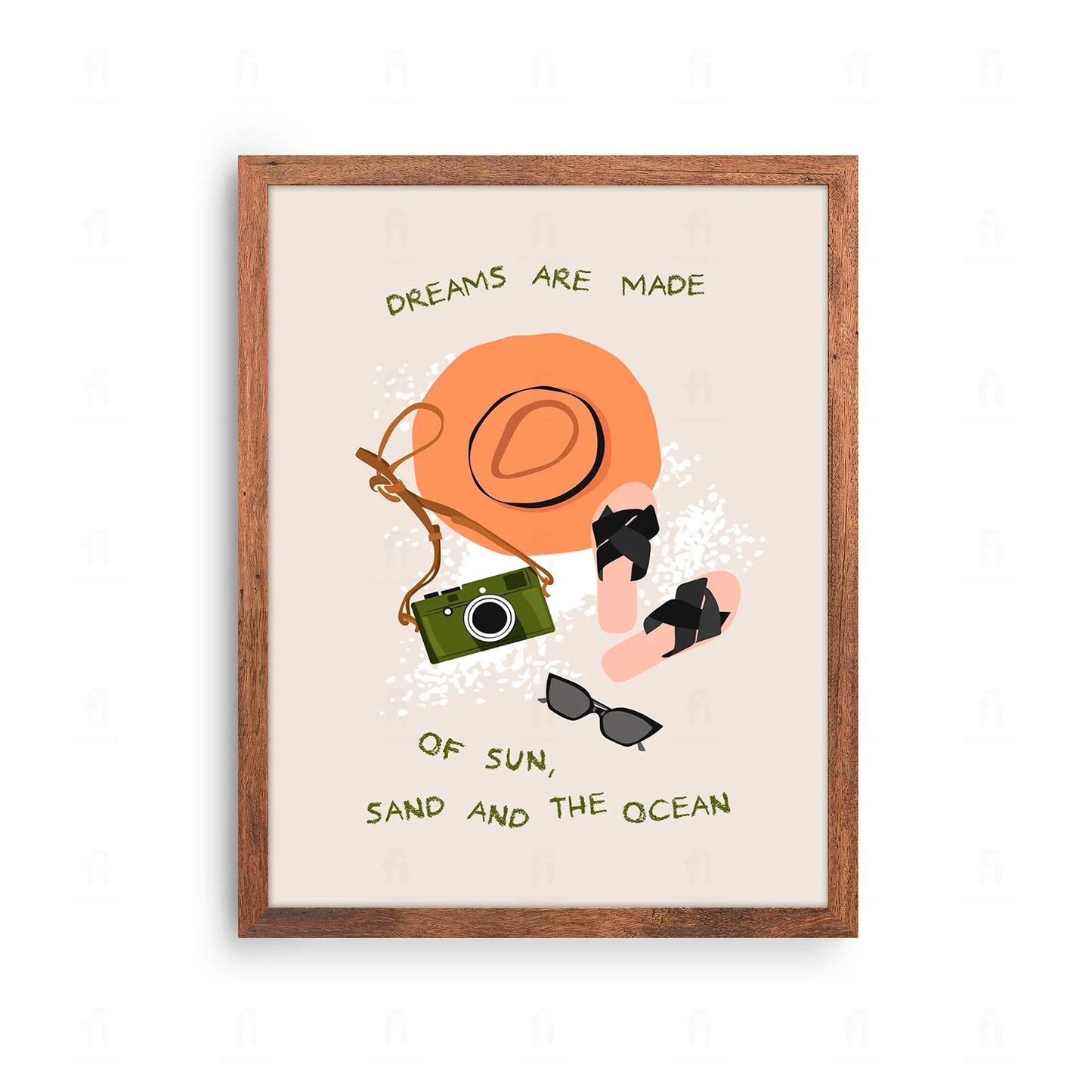 Plakat z inspirującą, kolorową grafiką i typografią z cytatem o marzeniach.
