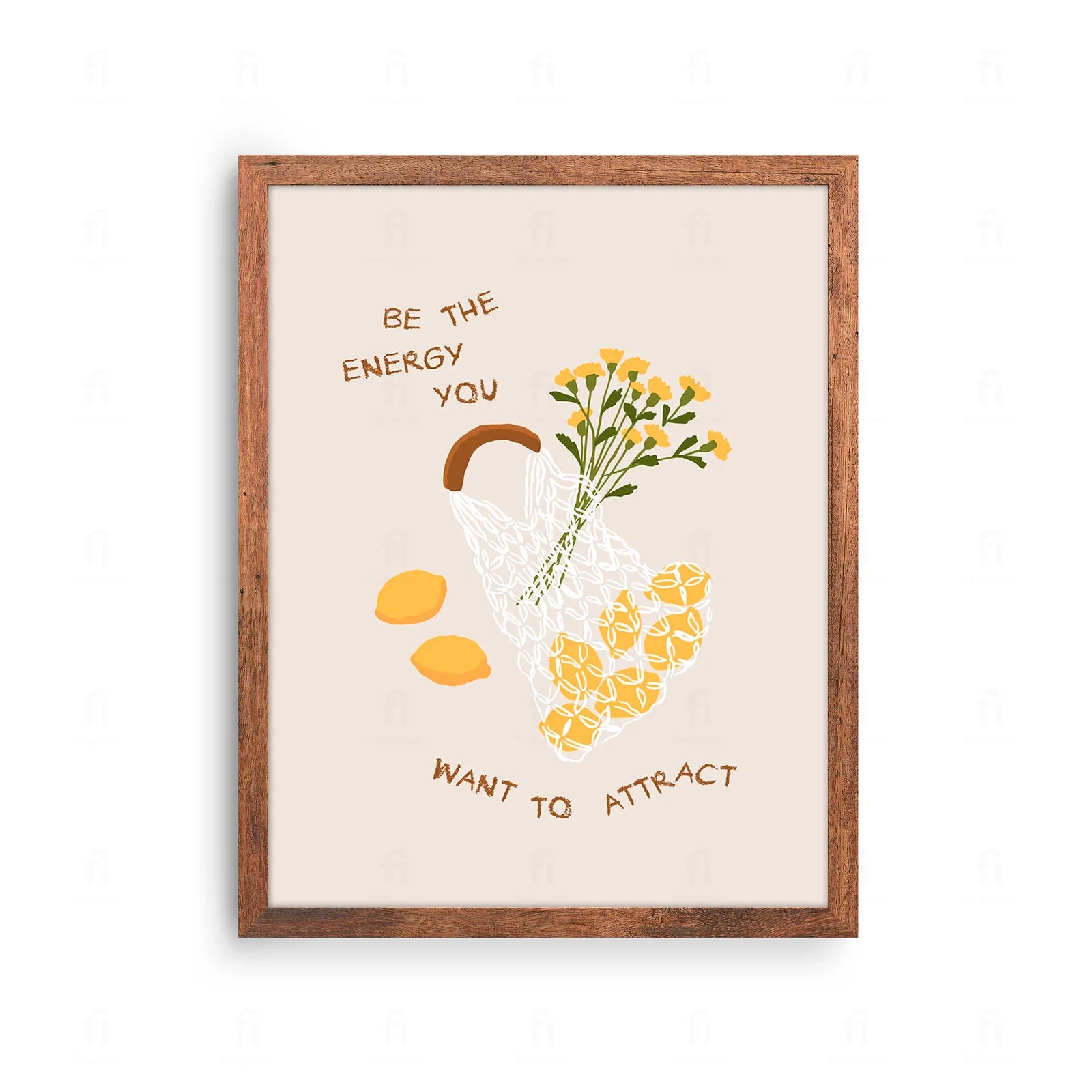 Plakat z kolorową, energetyczną grafiką i inspirującym cytatem.
