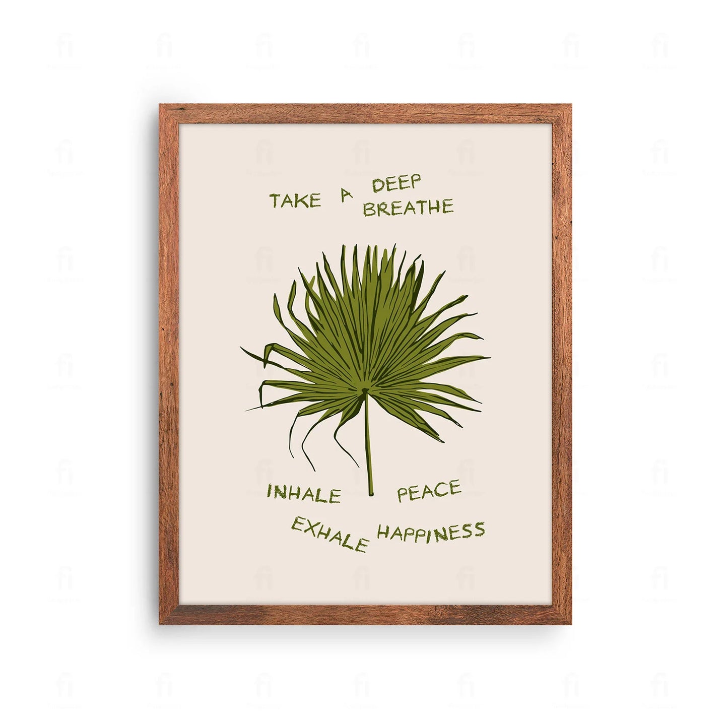 Plakat z grafiką botaniczną i napisem "Wdech i Wydech".
