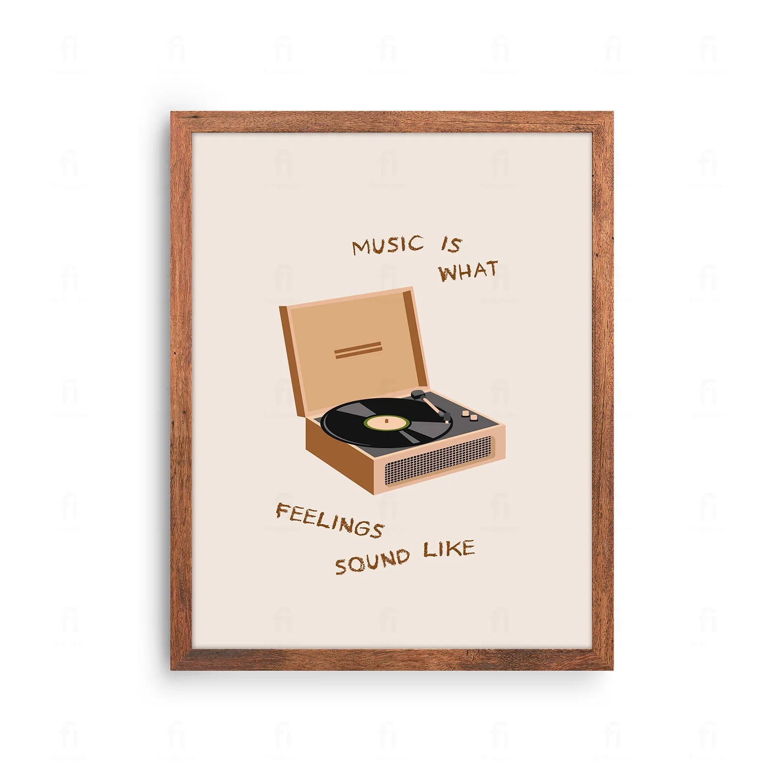 Plakat z grafiką w stylu retro przedstawiającą różne instrumenty muzyczne.
