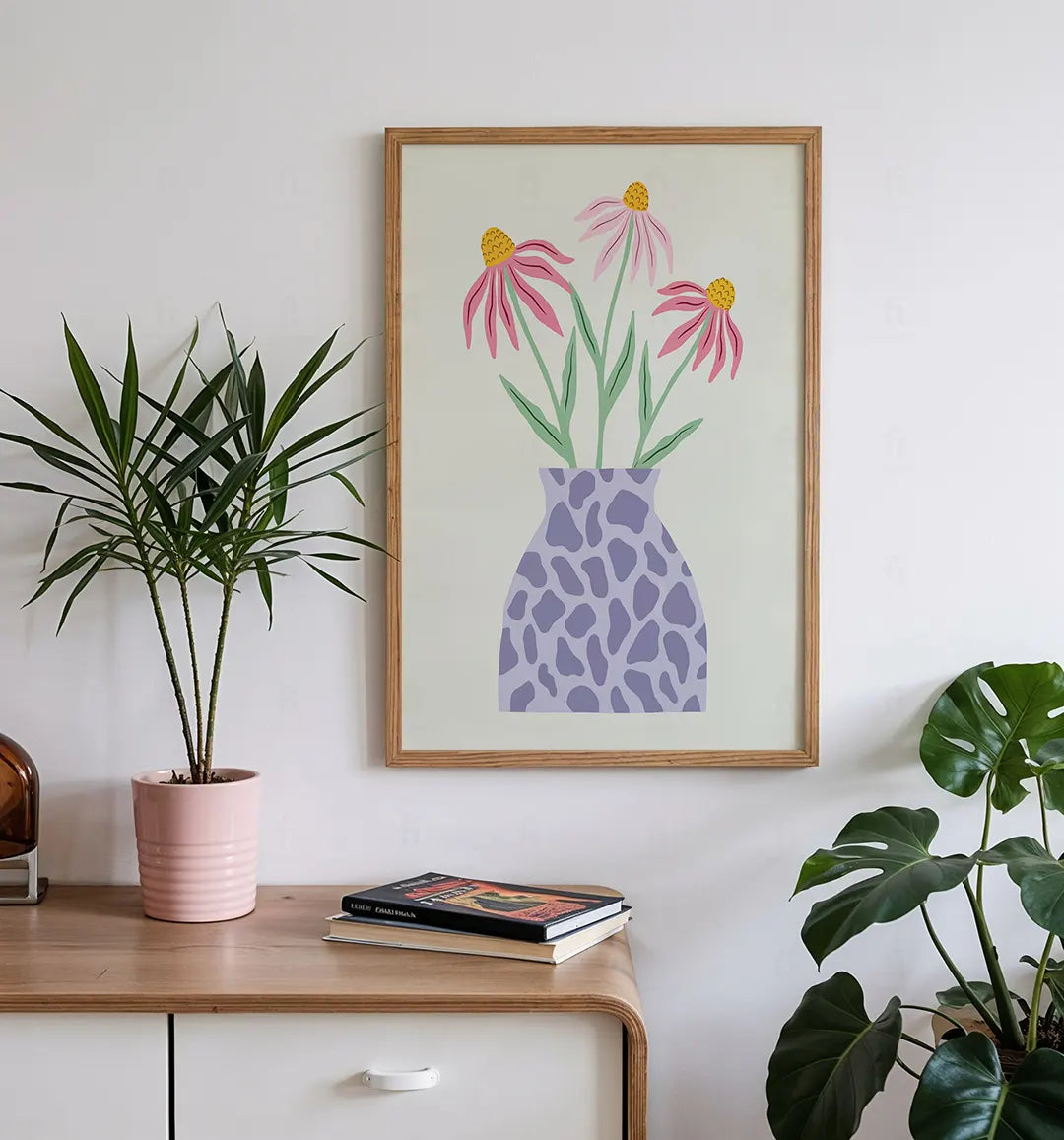 Plakat Polne Kwiaty w Fioletowym Wazonie
