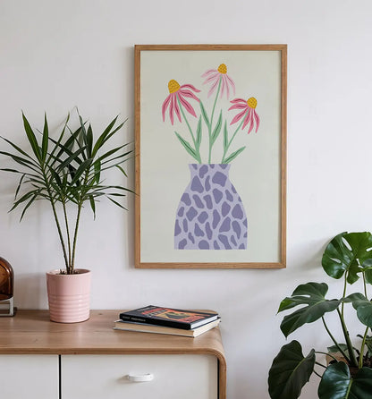 Plakat Polne Kwiaty w Fioletowym Wazonie