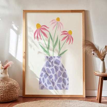 Plakat Polne Kwiaty w Fioletowym Wazonie