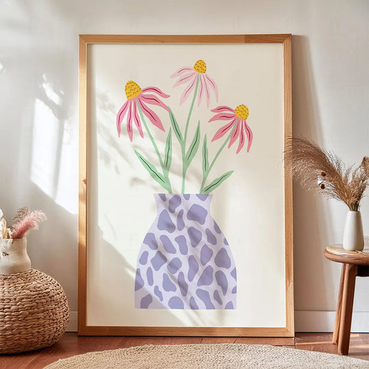 Plakat Polne Kwiaty w Fioletowym Wazonie