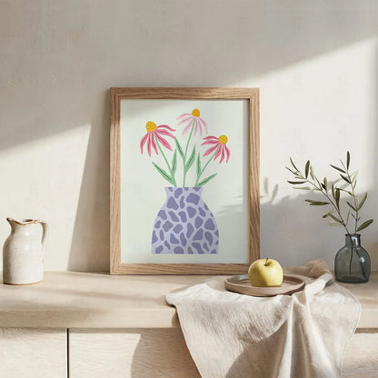 Plakat Polne Kwiaty w Fioletowym Wazonie