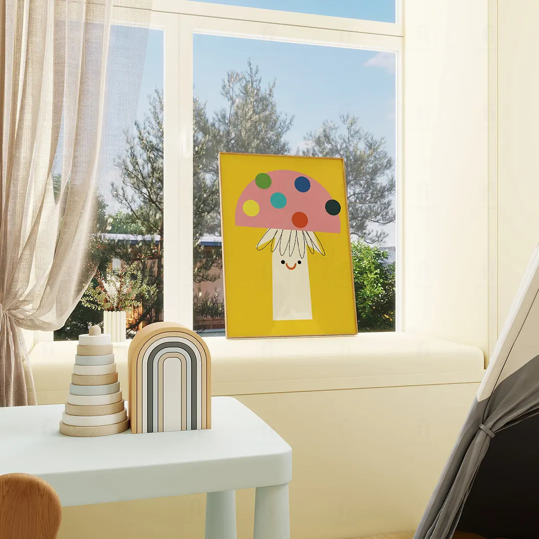 Plakat Wesoły Muchomor – Kolorowy Pokój Dziecka