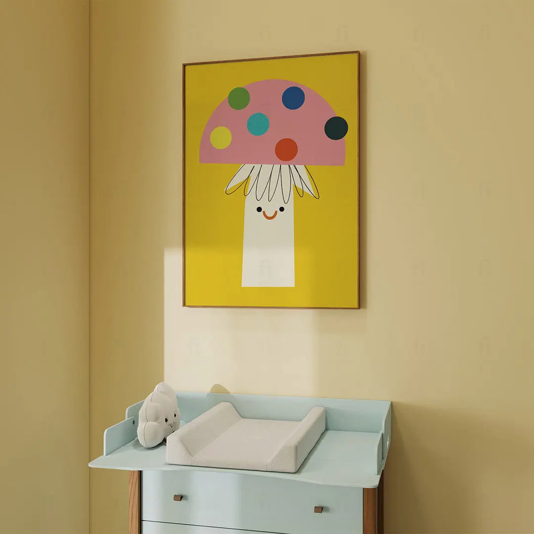 Plakat Wesoły Muchomor – Kolorowy Pokój Dziecka