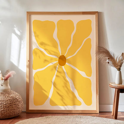 Plakat "Spokojny Kwiat - Żółty" - Minimalistyczna Grafika
