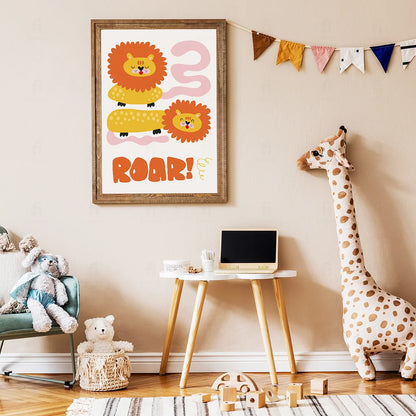 Plakat "Ryk Lwa" - Grafika ze Zwierzętami do Pokoju Dziecka