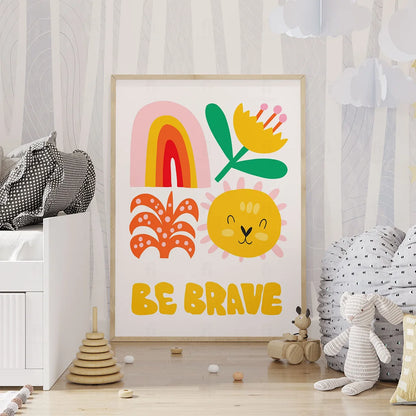 Plakat "Bądź Odważny" - Inspirująca Grafika dla Dzieci