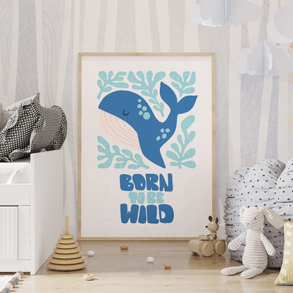 Plakat "Born to be Wild" - Grafika z Wielorybem