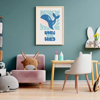 Plakat "Born to be Wild" - Grafika z Wielorybem