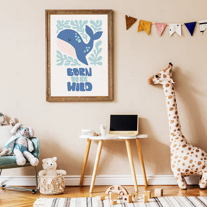 Plakat "Born to be Wild" - Grafika z Wielorybem