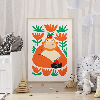 Plakat "Spokojny Goryl" - Grafika ze Zwierzętami do Pokoju Dziecka