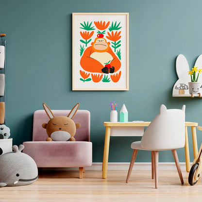 Plakat "Spokojny Goryl" - Grafika ze Zwierzętami do Pokoju Dziecka