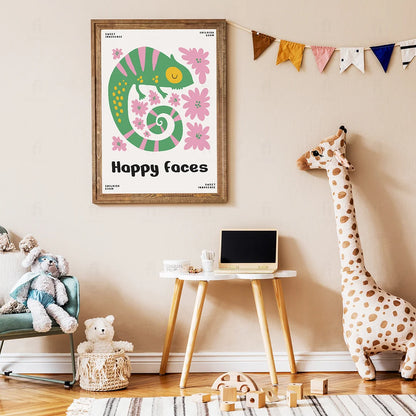 Plakat "Happy Faces" - Uśmiechnięty Kameleon dla Dzieci