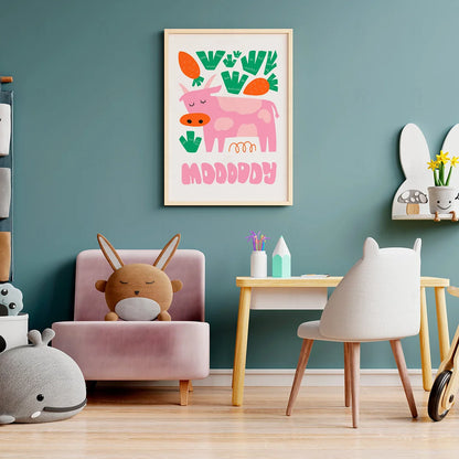 Plakat "Wesoła Krowa" - Radosna Grafika do Pokoju Dziecka