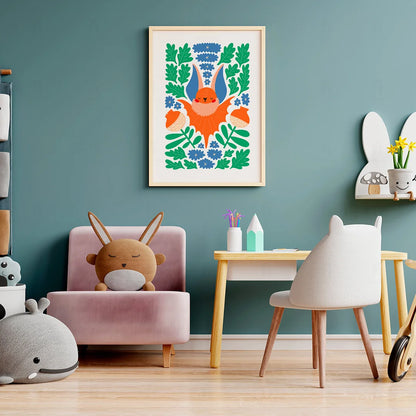 Plakat "Nietoperz w Kwiatach" - Grafika ze Zwierzętami