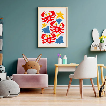 Plakat "Kolorowe Kraby" - Grafika z Morskimi Zwierzętami