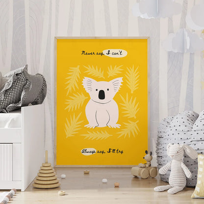 Plakat "Motywacyjny Koala" - Grafika z Pozytywnym Przesłaniem