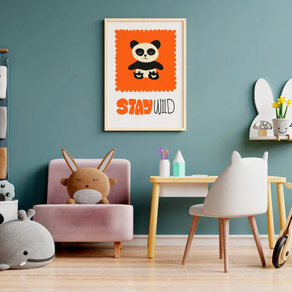 Plakat "Panda - Zostań Dziki" - Grafika z Pozytywnym Przesłaniem