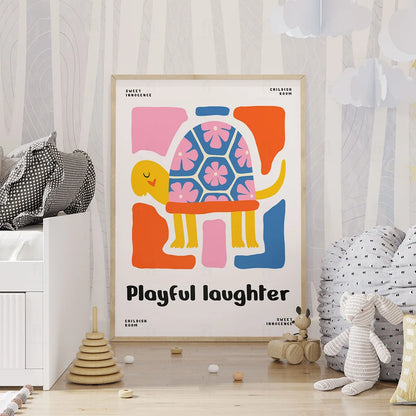 Plakat "Żółw Radości" - Abstrakcyjna Grafika dla Dzieci