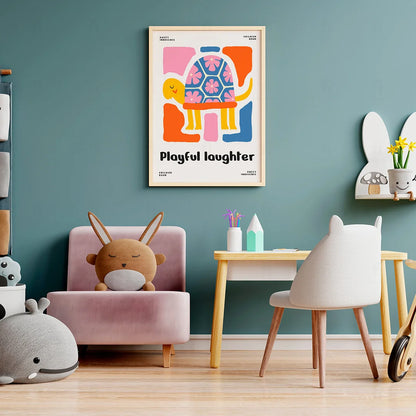 Plakat "Żółw Radości" - Abstrakcyjna Grafika dla Dzieci