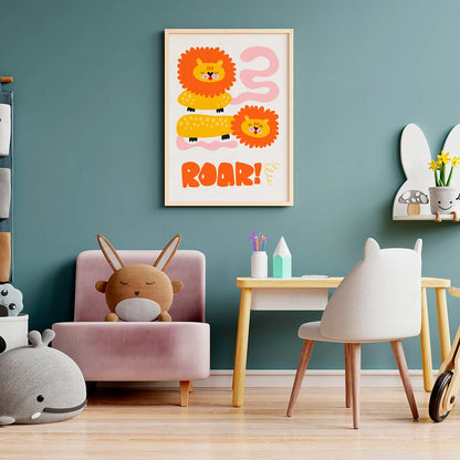 Plakat "Ryk Lwa" - Grafika ze Zwierzętami do Pokoju Dziecka