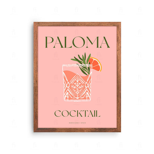 Plakat z orzeźwiającą grafiką przedstawiającą koktajl Paloma w wysokiej szklance z grejpfrutem.