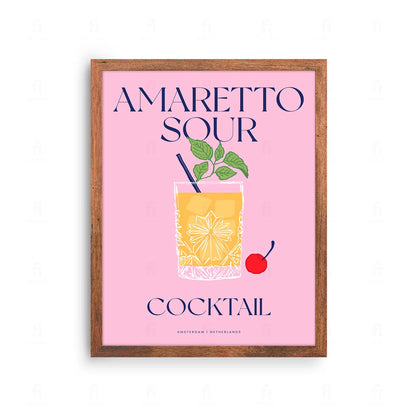 Plakat "Amaretto Sour" - Grafika z Klasycznym Koktajlem